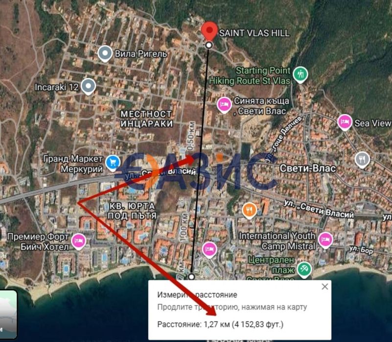 Студио на 3-ти етаж, Саинт Влас Хил, Свети Влас, България - 61 кв. м.,