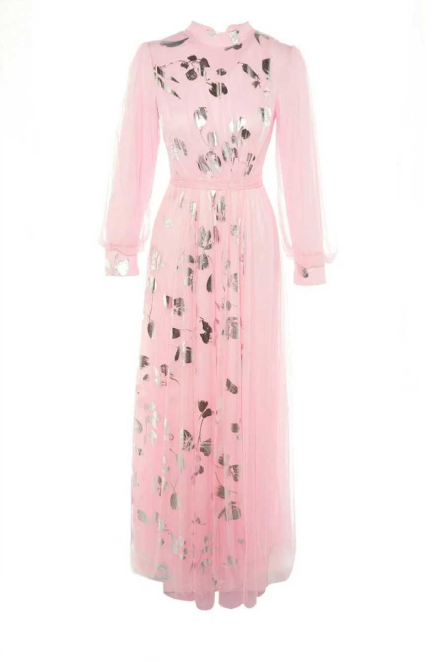 Дамска нова дълга розова рокля размер М/38