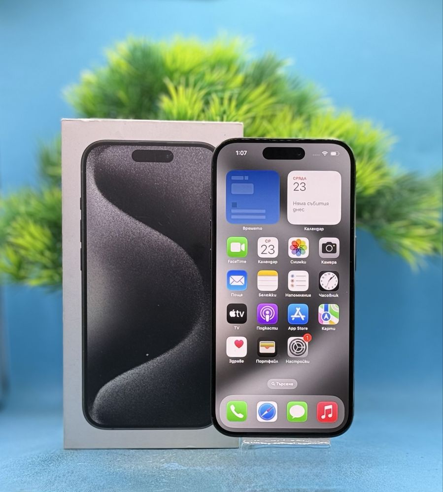 ГАРАНЦИОНЕН!!! Apple iPhone 15 Pro, 128GB, 5G, Black Titanium