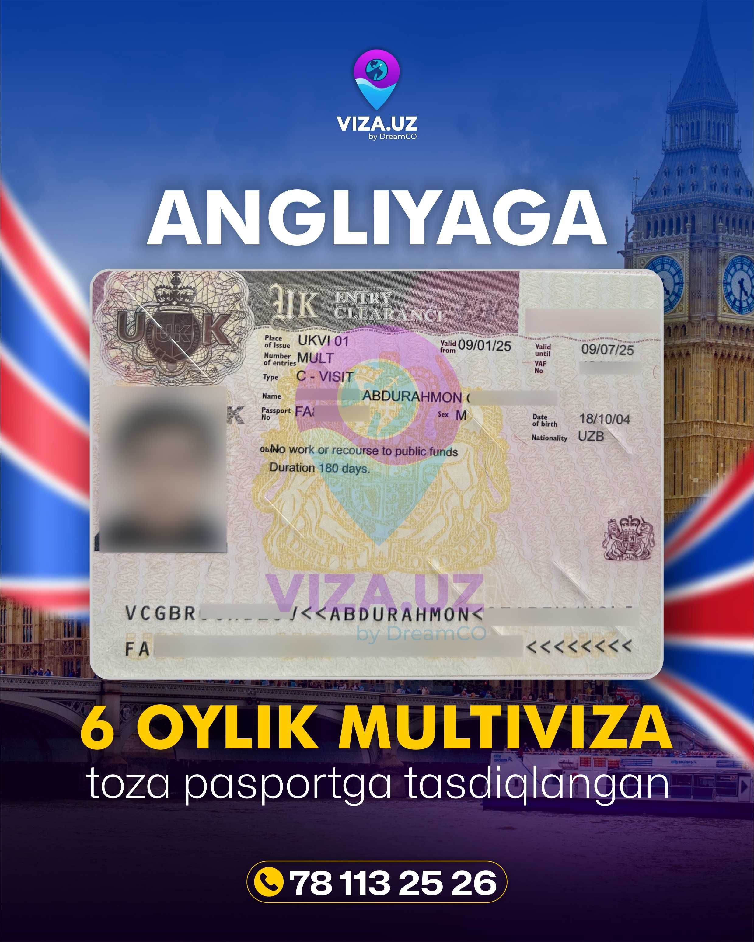 Angliyaga Sayohat Vizasi