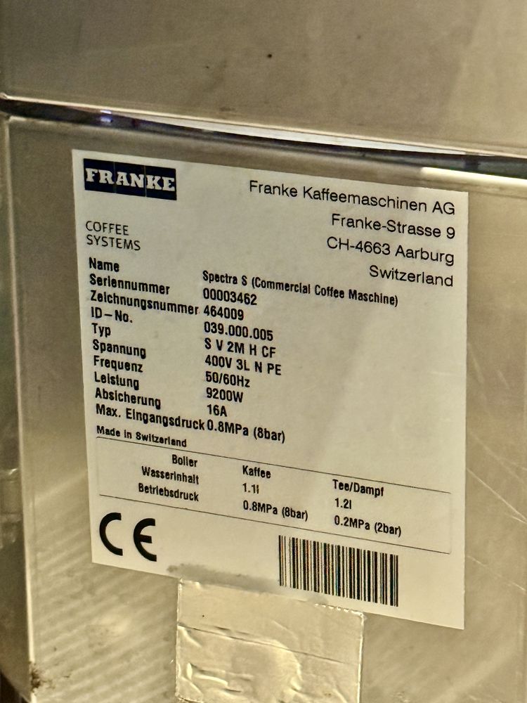 Franke Spectra S Espressor Caffee Maschine