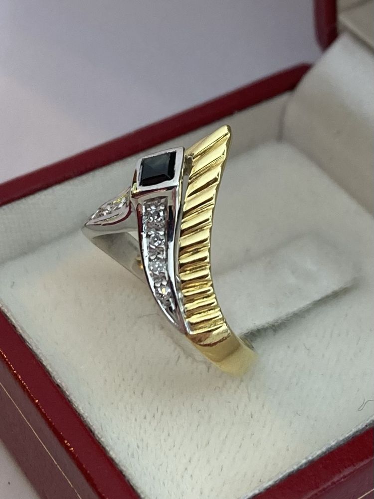 Inel aur 18kt.cu safir si diamante