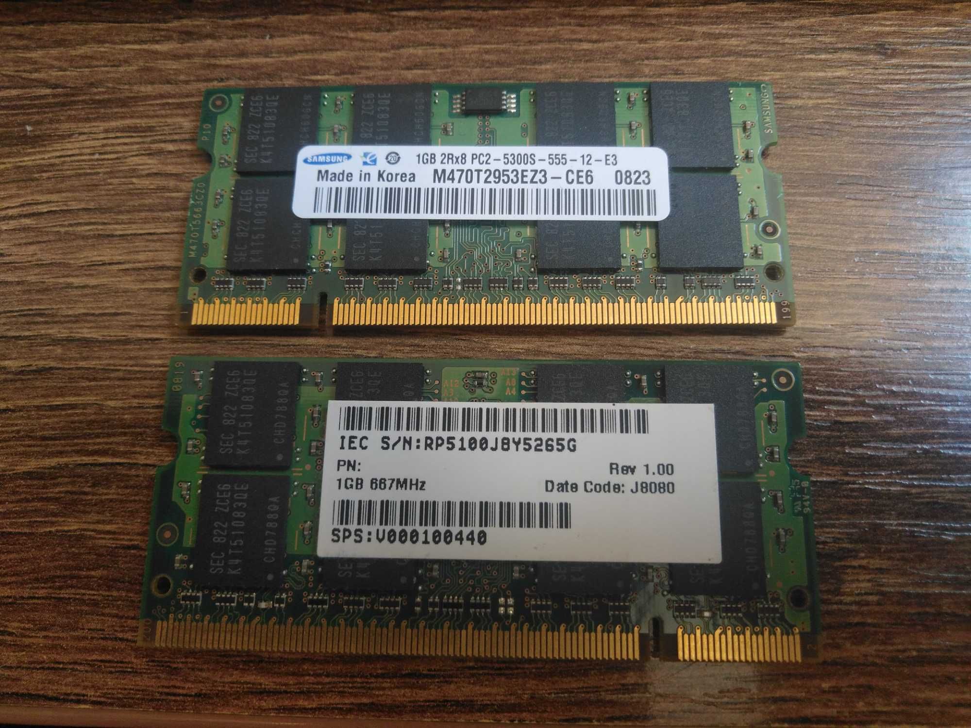 Kit SODIMM DDR2 Samsung 2GB (2x1GB), 667Mhz, PC2-5300S, CL5, 1.8v