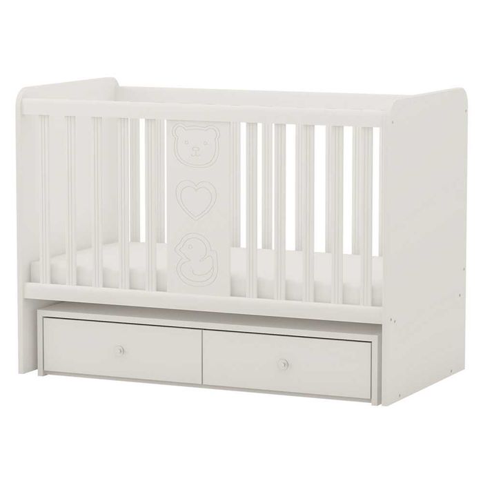 Бебешко легло /кошара/ с люлеещ механизъм и чекмеджета Арбор + матрак