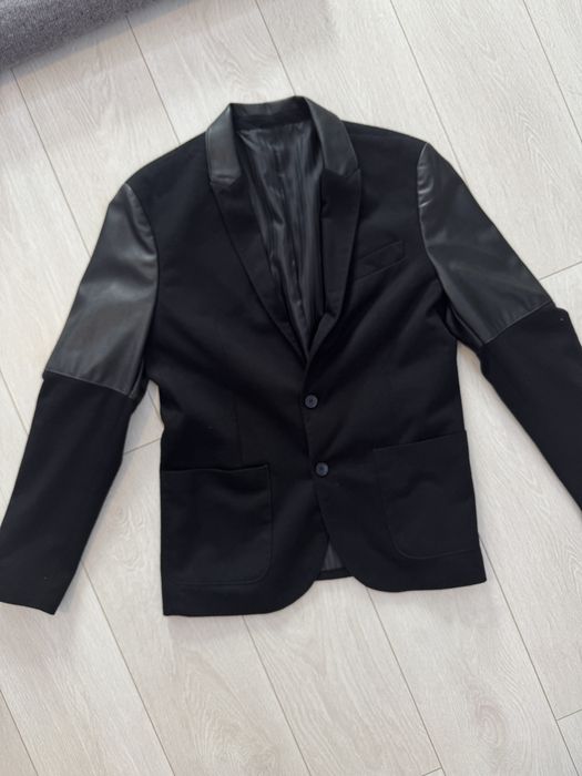Sacou Zara Man Original - Maneci si guler din piele