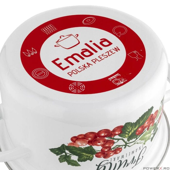 Oala emailata, din otel carbon, alba, 22cm-4.8L, Florina