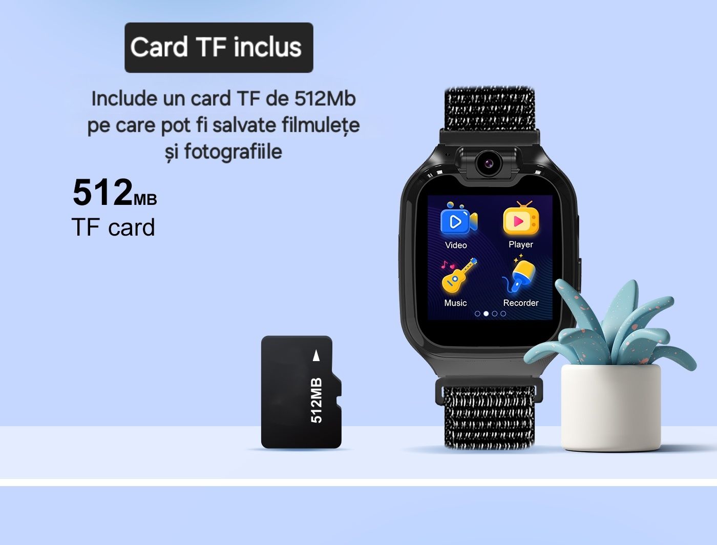 Ceas Smart SIM: card SD inclus. Apel HD/Jocuri/Foto/Video. Download.