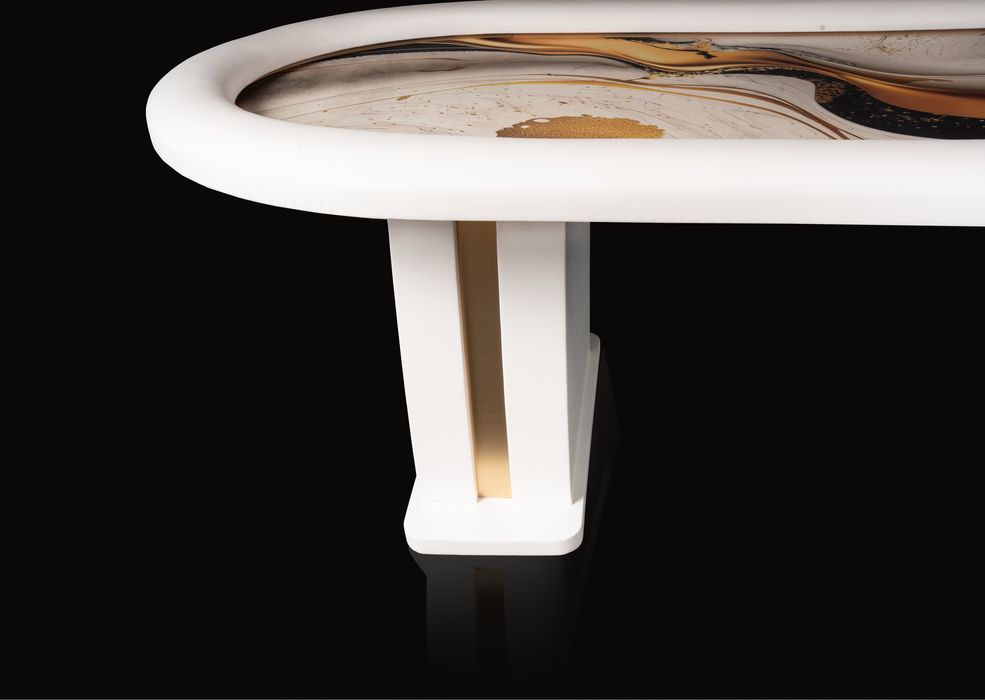 Masa poker extra lux piele alba CustomTables.eu artdeko
