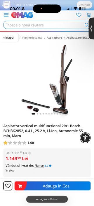 Aspirator vertical bosch 23v