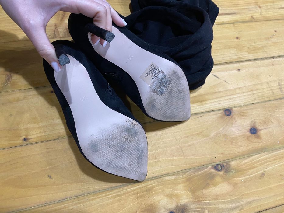 Ботуши до над коляното H&M от мека, подобна на велур материя