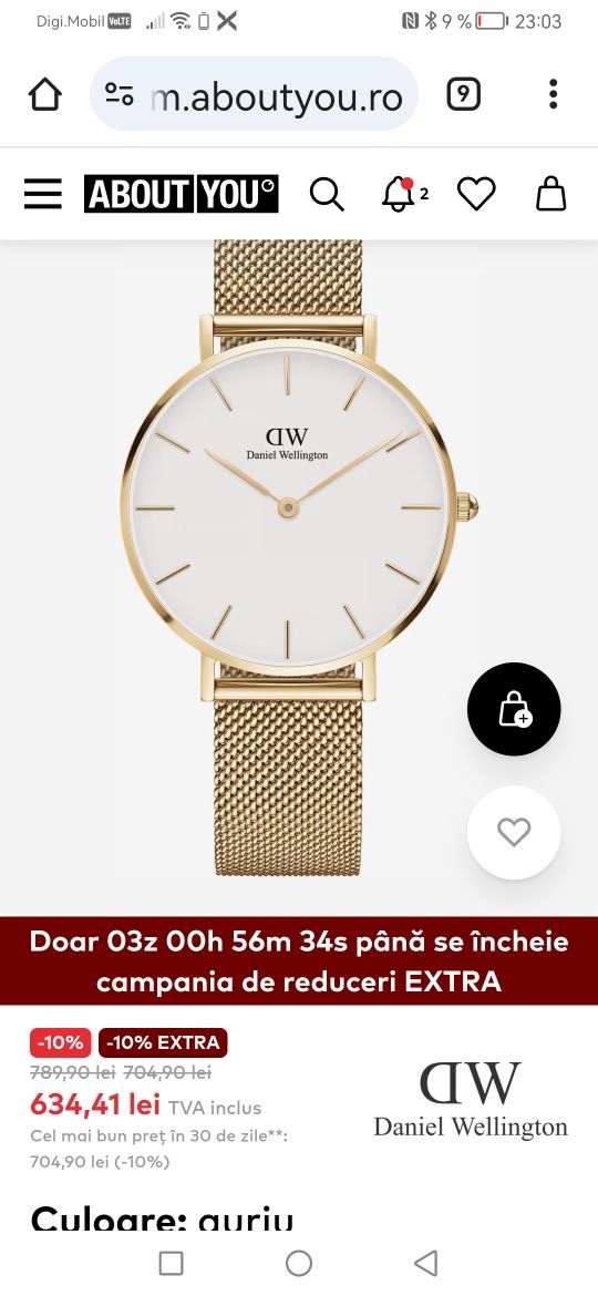 Ceas Daniel Wellington Petite 32 mm Dama - Nou!