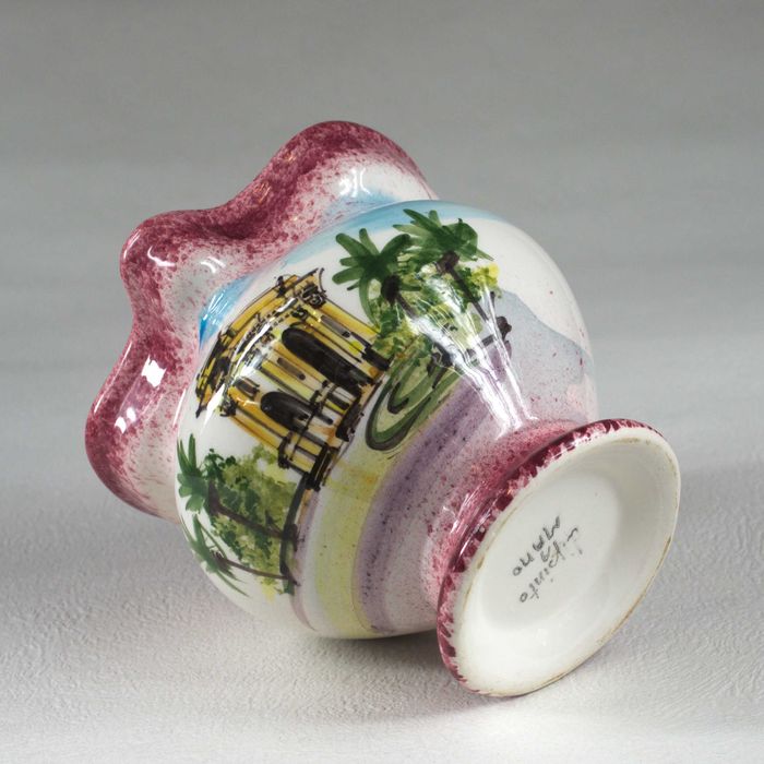 Carafa decorativa/vas/vaza ceramica pictata rustică Italia, Liguria.