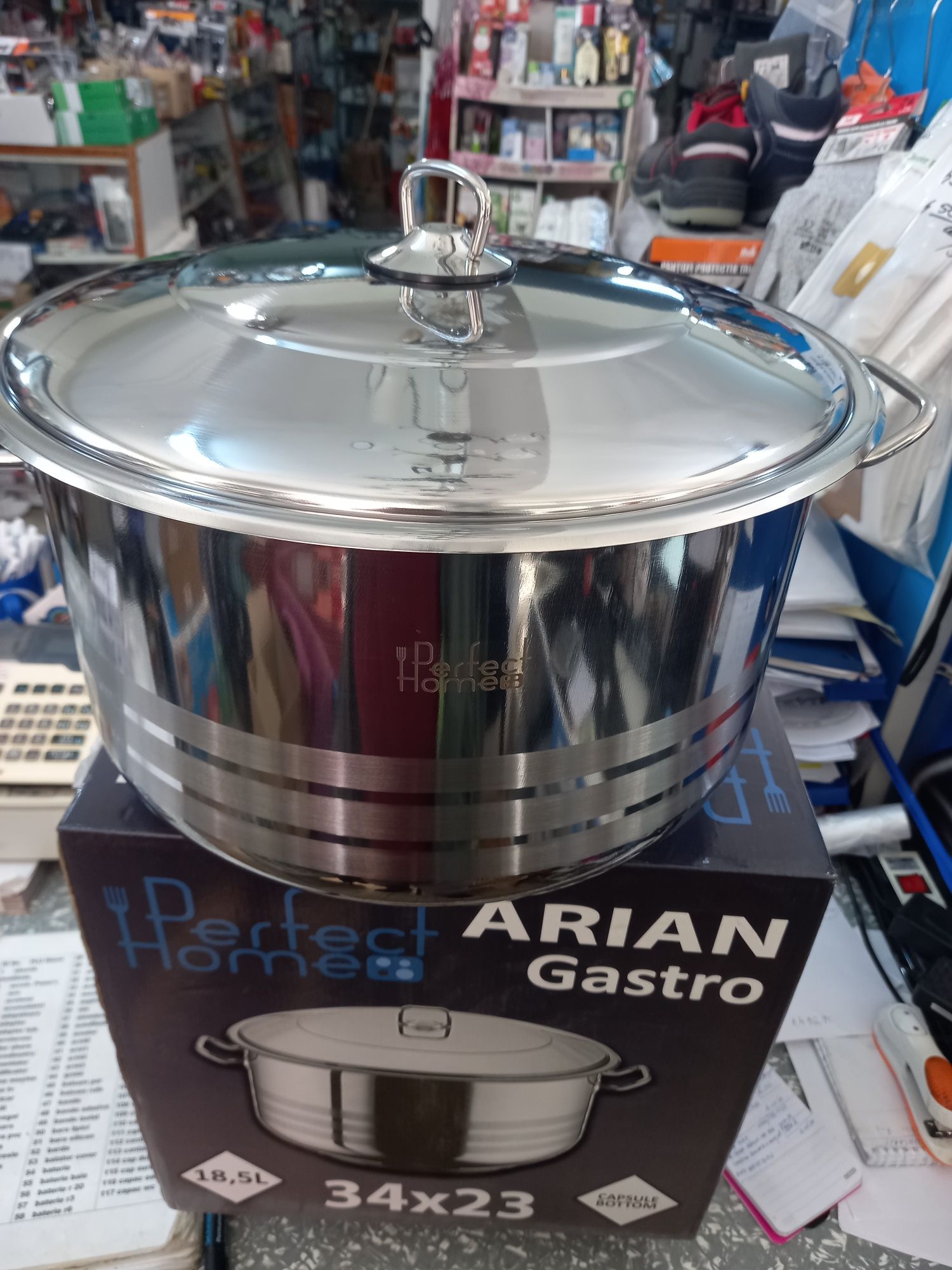 Cratiță inox 18,5 L 43 × 23 cm cu capac inox Arian Gastro