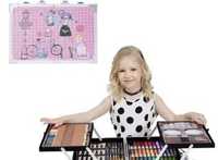 Комплект за рисуване флумастри пастели бои в метален куфар за деца