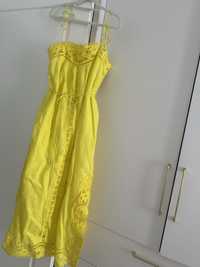 Желтое платье лён