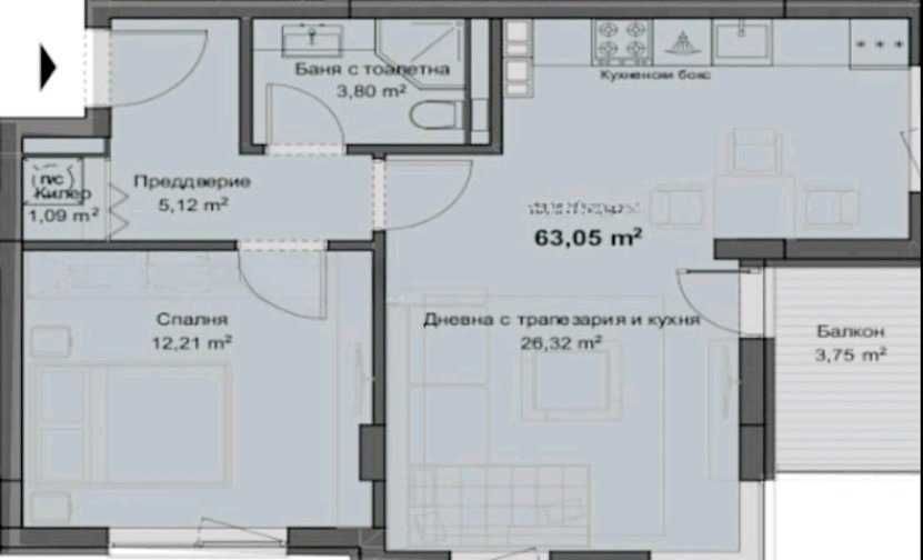 Двустаен апартамент НОВА СГРАДА С АКТ 14 - Кючук Париж