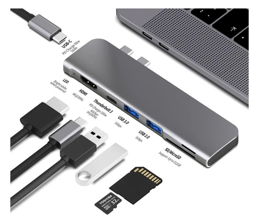Док-станция Концентратор 7 в 1 для MacBook