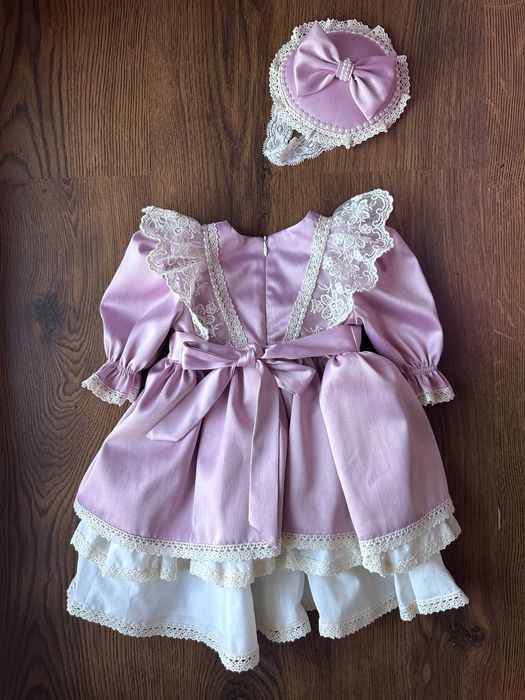 Rochiță roz vintage + bentiță tip pălărie