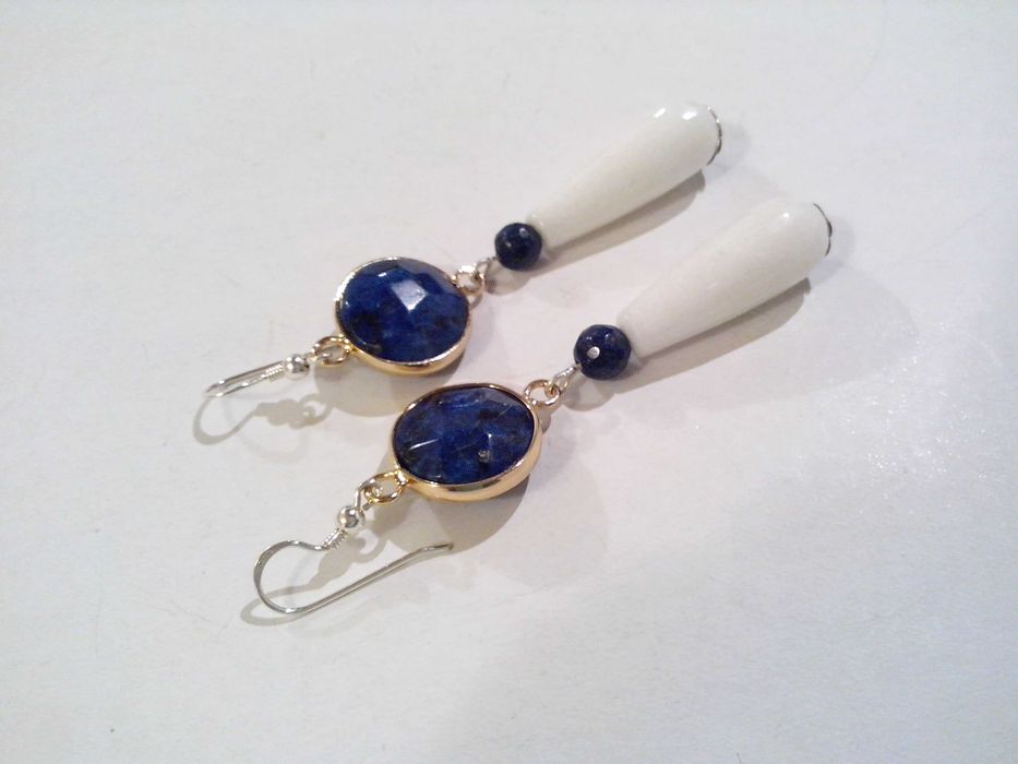 cercei argint,jad si lapis lazuli,lungi,eleganti