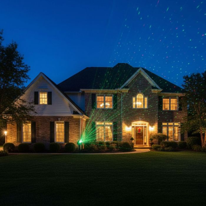 Лазерен прожектор за двор и фасада с 9 режима на светлина