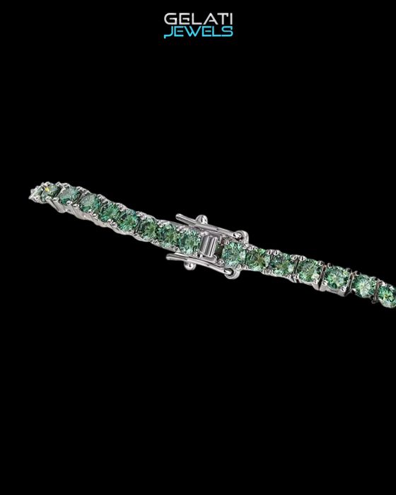 Bratara Tennis Cu Diamante Lab VVS1 Verzi din argint 925 & 18k Vermeil