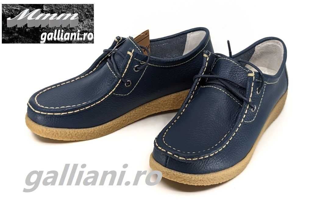 Pantofi casual bleumarin cu siret-dama