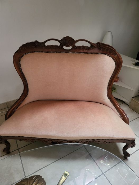 Vând set canapele in stil Ludovic Filip ,cu tapițerie din catifea  roz