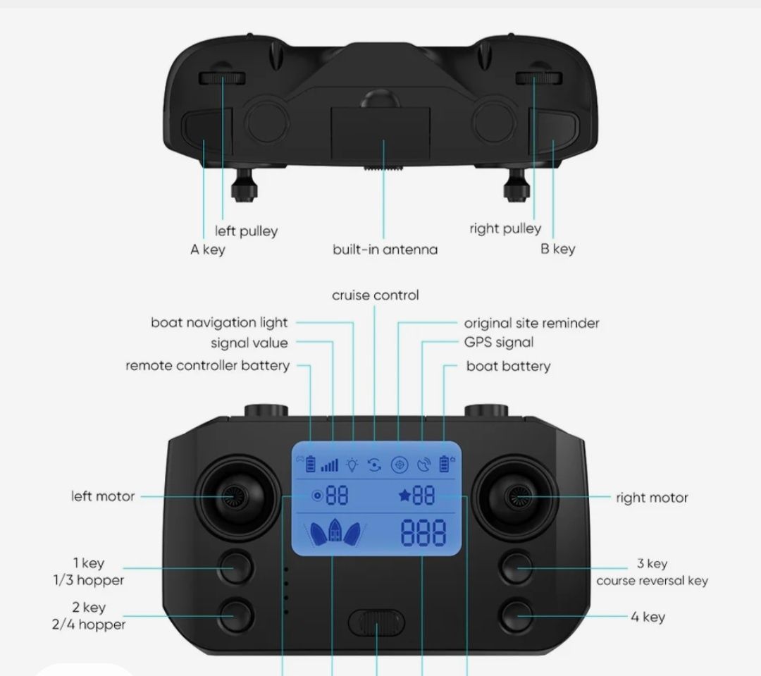 Лодка за захранка D20-99  Gps точки 600м. Обхват