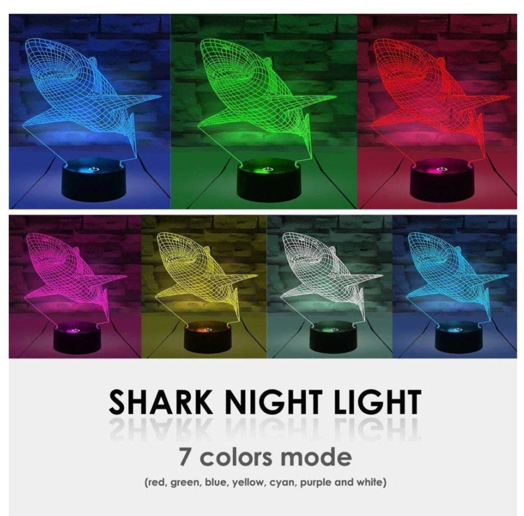 Lampă de veghe led 3d rechin