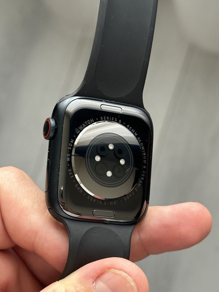 Apple Watch 8, GPS LTE, Ceramic 45mm Midnight \ Impecabil