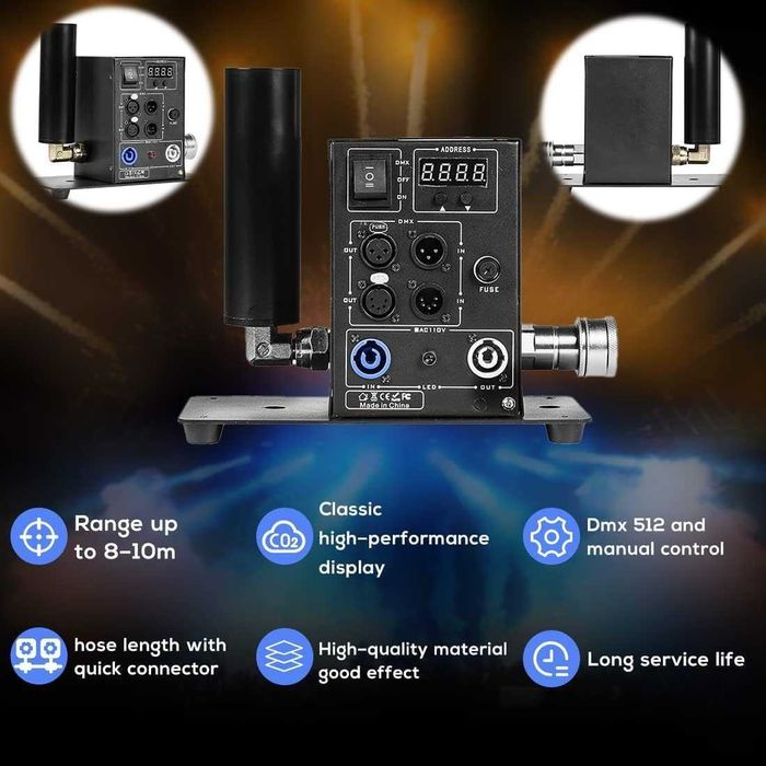 DMX Цифрова CO2 джет машина, машина за дим, професионален CO2 сценичен