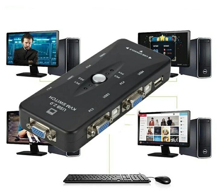 Адаптер KVM SWITCH, USB 4 порта, переходник, переключатель