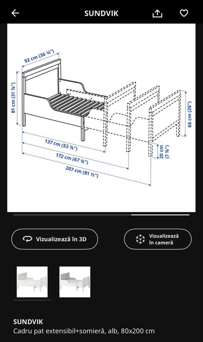 Pat pentru copii alb IKEA
