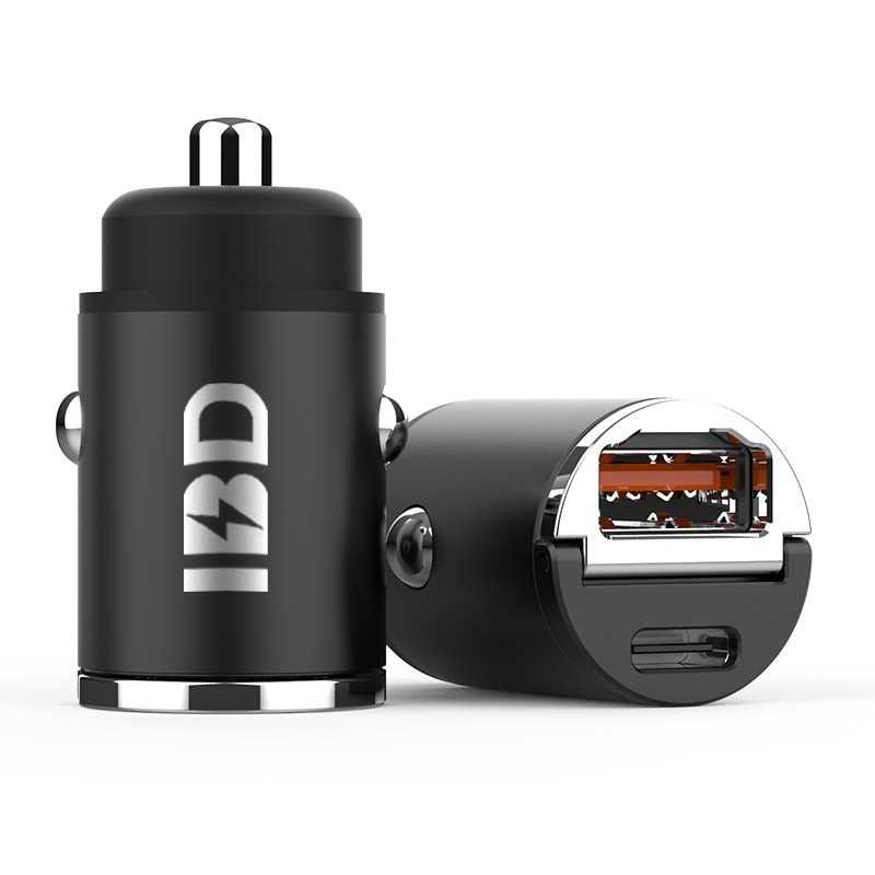 Mini Incarcator Metalic Auto USB si Type-C USB-C Incarcare Rapida Fast