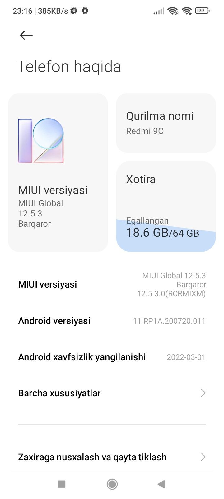 Redmi 9C srochno sotiladi