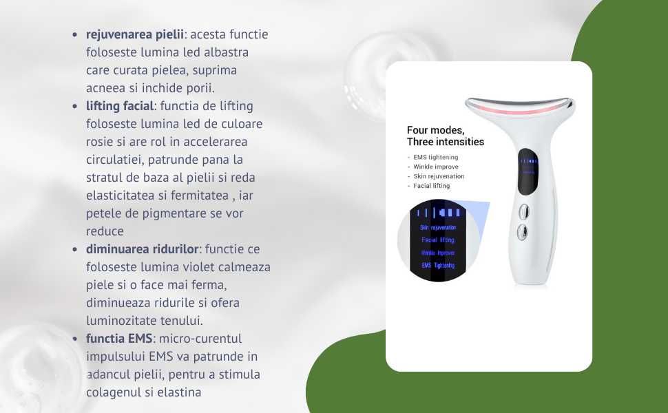 Dispozitiv facial 3 in 1 pentru Hidratare, Regenerare si Curatare