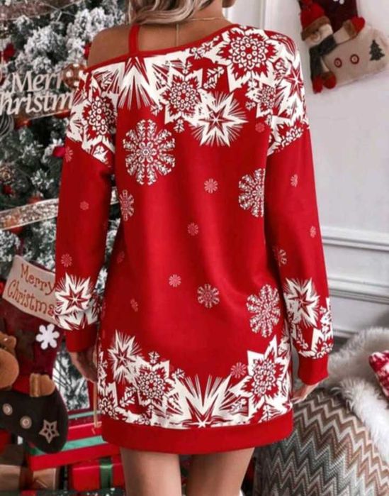 Дамска коледна рокля.Размер м.Нова.