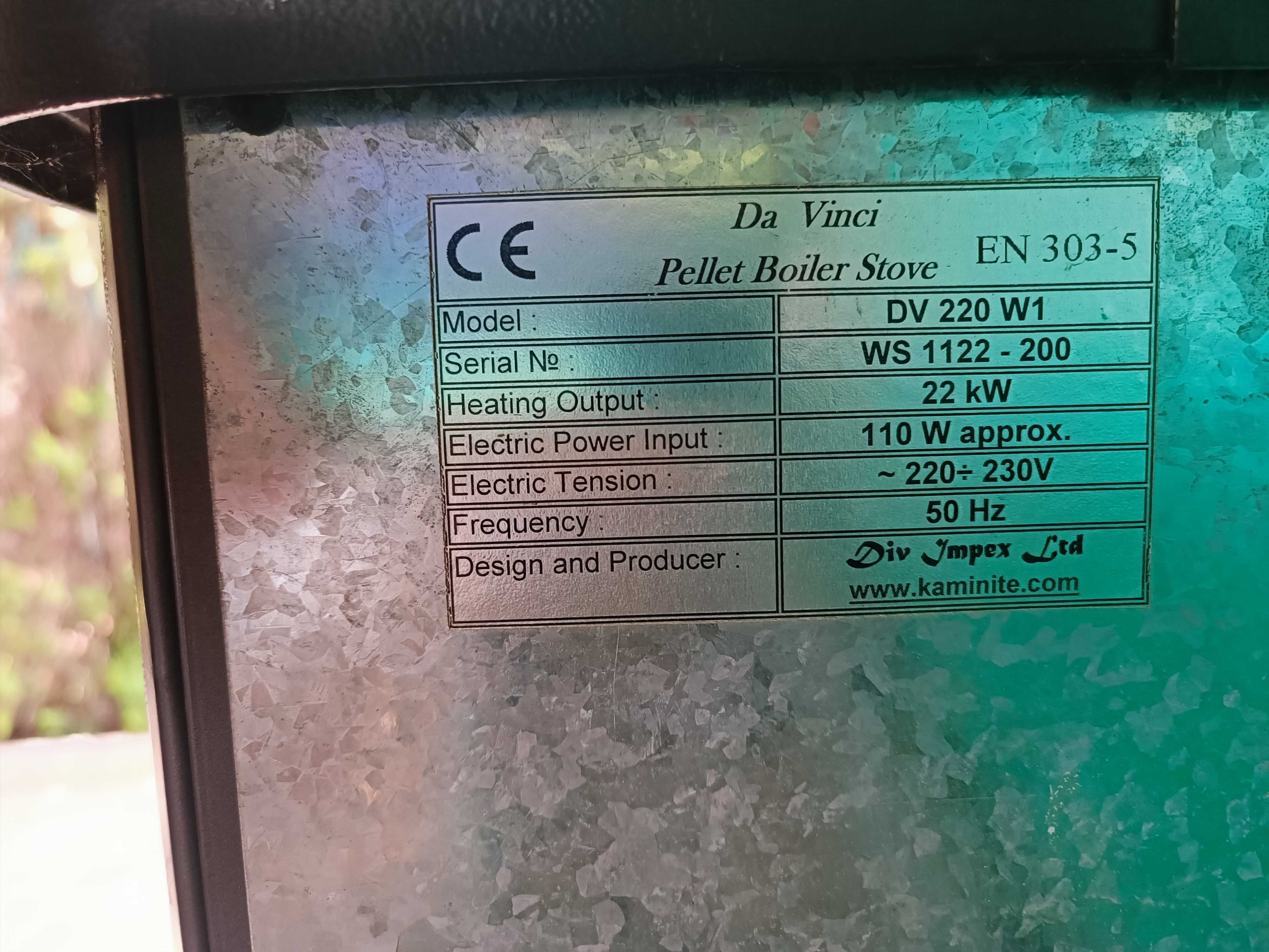 Пелетна камина 22 kW Давинчи Италианска