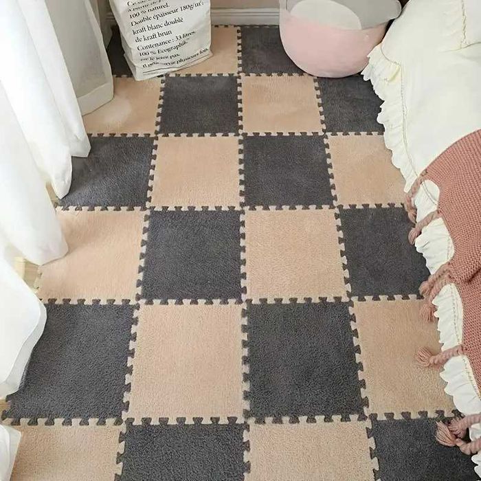 Комплект от 12 броя Велурен мек килим - пъзел за детска стая 30х30 см