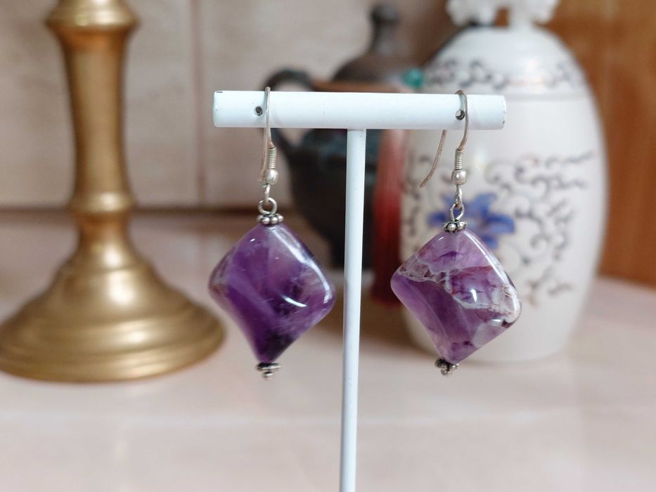 Cercei din argint cu pietre naturale de ametist