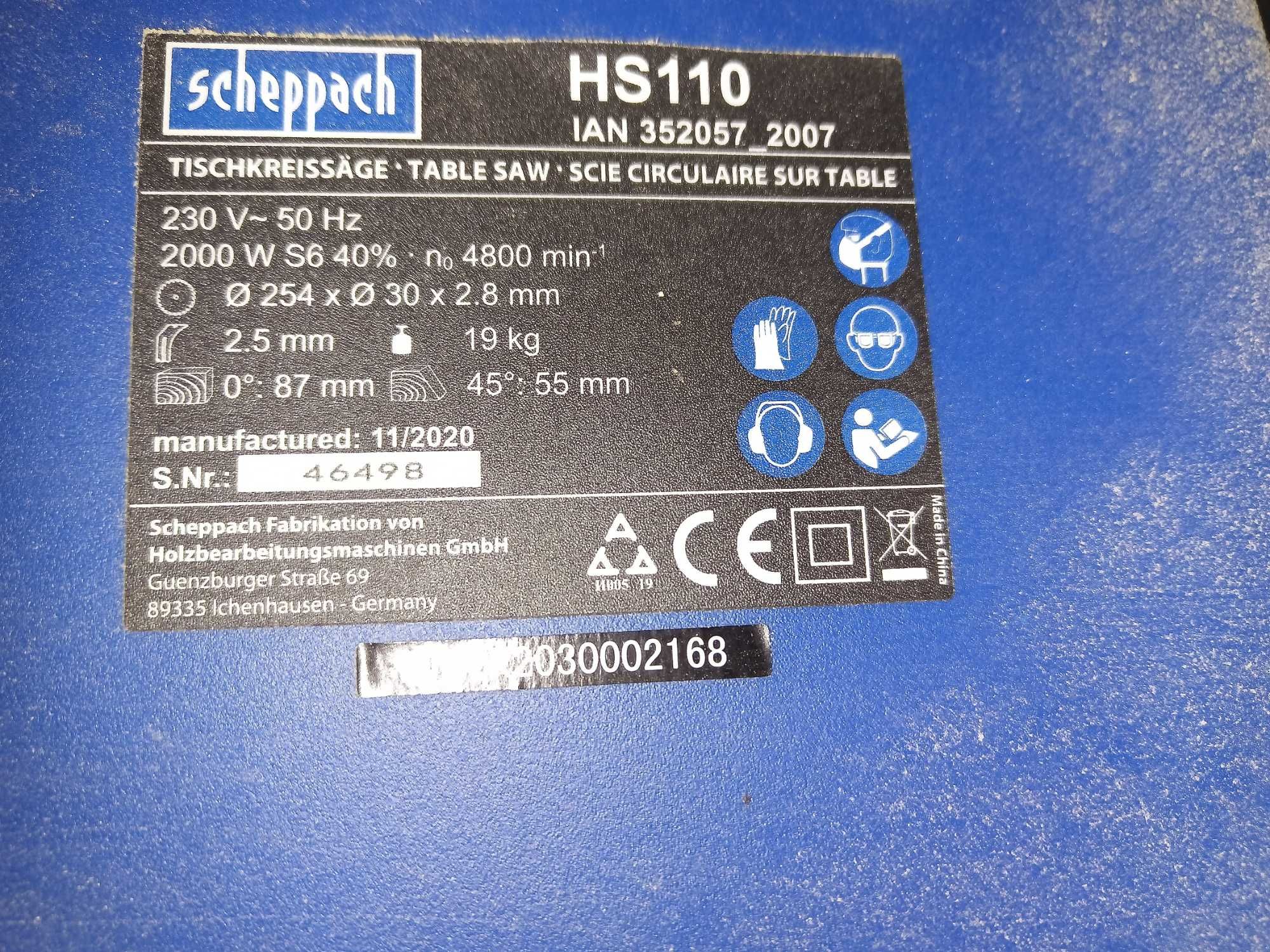 Circular cu masa Scheppach HS110 cu accesorii (motor defect)