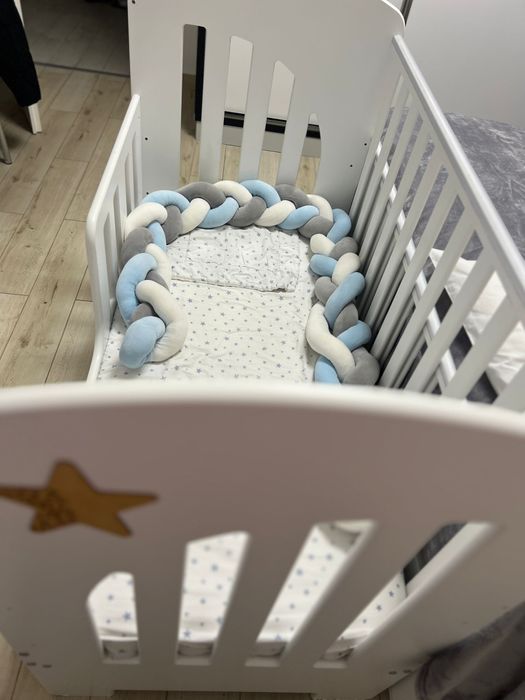 Patut din lemn cu saltea din cocos Ideal Bebe