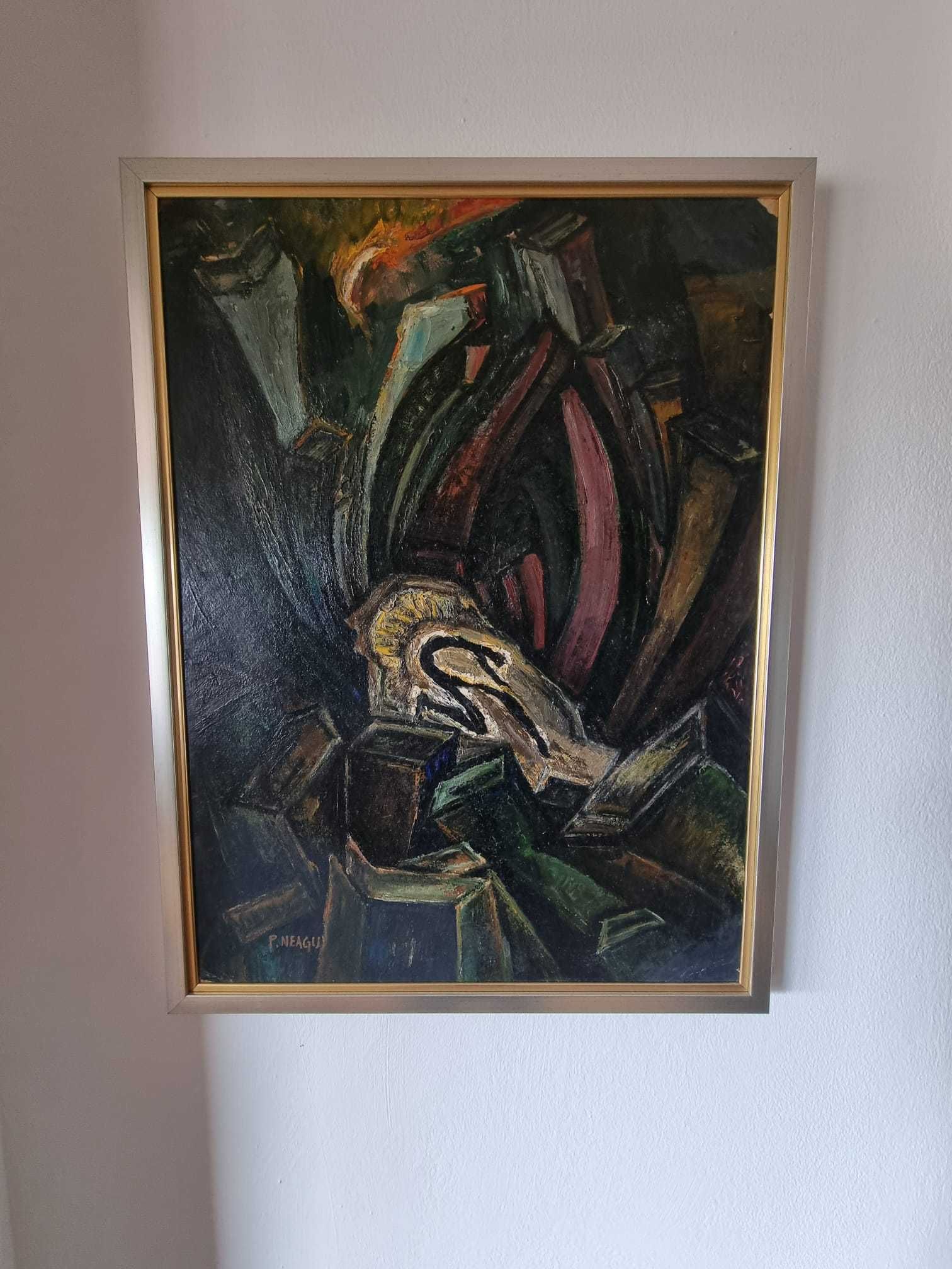 Tablou Pictura Paul Neagu - Compozitie abstracta, ulei pe carton