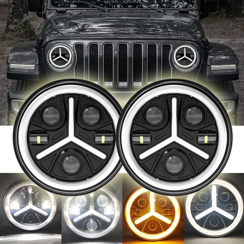 НОВ МОДЕЛ G Class 200W 7 Инчови Диодни Фарове за Mercedes G Class