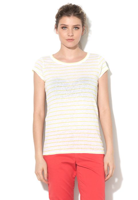 Tricou din in 100% United Colors of BENETTON alb XS-S /NOU cu etichete