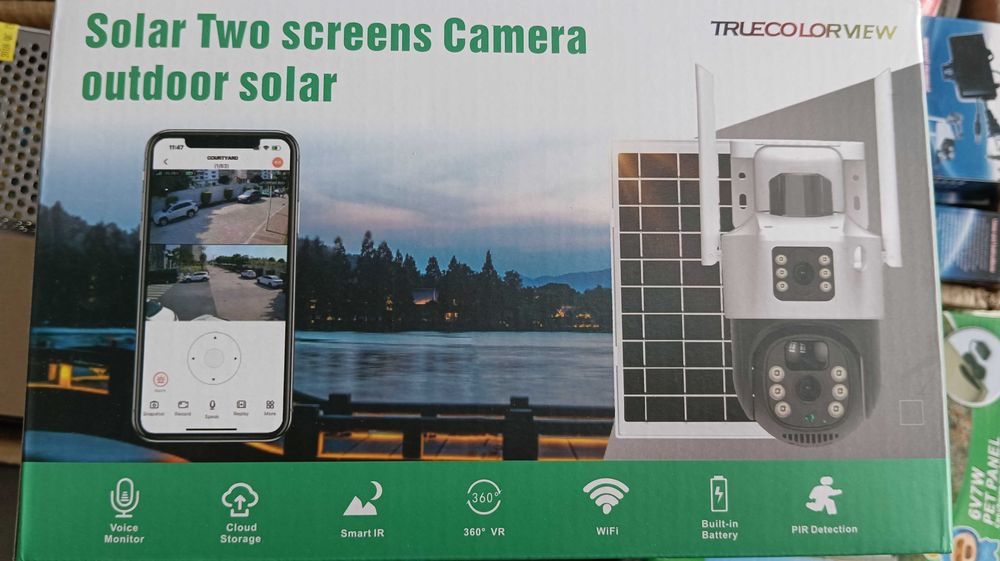 Двойна Соларна безжична водоустойчива камера WIFI 10MP  LED