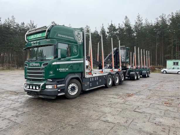 Scania R730 v8 forestier transport busteni Epsilon Q150Z97 + remorcă