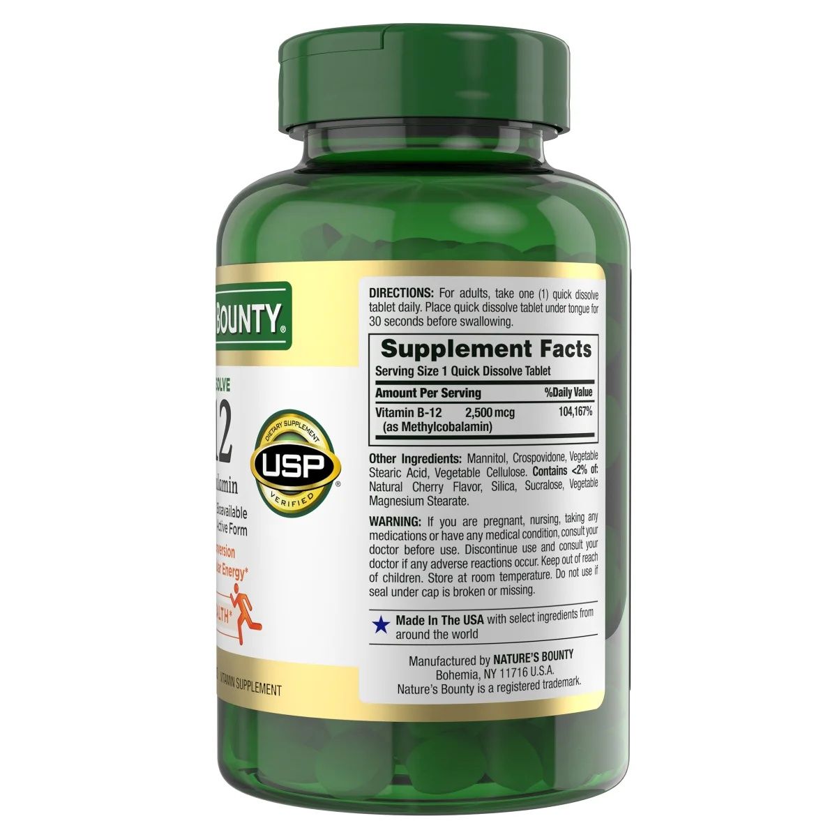 Витамин B-12 Nature's Bounty Vitamin B-12
300 быстрорастворимых таблет