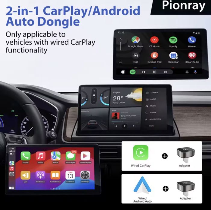 Adaptor wireless cu conectare automată la CarPlay si Android Auto