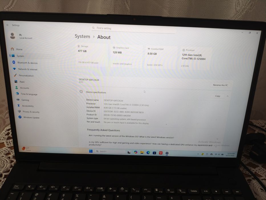 Laptop Lenovo G4 i5-12500H / 8GB RAM / 512GB SSD –  preț ne